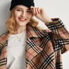 100% Sheep Autumn and Winter Large Lapel Plaid Cocoon Double-sided Wool Mid-length Coat