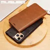 Mobiltelefonfodral Musubo Luxury Leather Case för iPhone 14 13 Pro XS Max 7 Plus Wallet Fundas Card Cover för iPhone 8 Plus 6 XR 11 12 X Flip Coque L230823