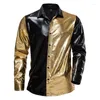 Stage Wear Chemise à paillettes en métal argenté pour hommes 2023 70s Disco Party Halloween Costume Performance à revers