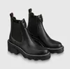 24 Winter Merk Elegante Beaubourg Enkellaarsjes Dames Martin Zwart Kalfsleer Dame Booties Feest Bruiloft Dame Ridder Chelsea Boot EU35-42 Originele Doos