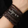 Bangle Punk Viking Bracelet For Men Hand Bracelets Skull Halloween Woven Jewelry Adjustable Leather Set