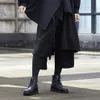 Męskie spodnie ciemne seria japońska streetwear moda hakama patchwork twórcze przycięte spodnie Męskie para prosto 195s