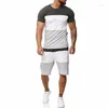 Survêtements pour hommes T-shirt imprimé en 3D Costumes pour hommes Vêtements Ropa Hombre Color Block Graphic Manches courtes 2 pcs Vêtements Vêtements Sports Designer