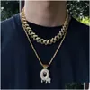 Catene 15Mm 6 Colori Collana a catena a maglia cubana per uomo Oro personalizzato Sier Hip Hop Bling Diamond Miami Rapper Bijoux Catene da uomo Gr Dhzby