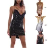 Robes sexy urbaines robe à paillettes 2023 été dos nu femmes sans manches soirée boîte de nuit en métal chaîne de diamant vêtements livraison directe AP Dhxwj