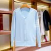 2023 Autumn/Winter New Wool Cardigan Mens Sweater V-neck Couple Cashmere Loose TB Base Knit Top