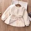 Down 1-5 yıl kız bebek ceketi sonbahar kış sıcak sahte kürk ceket kız için peluş peluş Noel prenses dış giyim çocuk giyim j231013