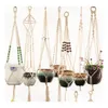 Pots de jardinières Cintres de plantes Rame Pots de fleurs Porte-corde tressée suspendue panier de jardinière maison créative décor de jardin 8 modèles Optiona Dh3Ju