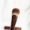 Hourglass Makeup Brush - Flat Blush Brush Natural Bristles Cosmetic Brush for Powder Bronzer Blusher