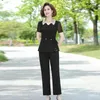 Women's Two Piece Pants 2023 Summer Tracksuit Women Short Sleeve Top And Wide Leg Suits Casual Set Womens Outfits Size 5XL