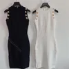 2021SS Designer Laine Tricot Pull Robe Femmes Casual Sweats à capuche Pull Boutons en métal Robes Midi Chemise à manches longues Marque haut de gamme L187Z