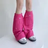 Women Socks Punk Denim Fabric Vintage Harajuku Covers med Pocket Gothic Y2K Warm Boot Cuffs Sock