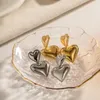 Hoop Earrings Heart Stainless Steel Bright Smooth Metal Waterproof Fashion Gold Color Charm Lovely Drop Earring Jewelry Gift