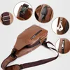 Waist Bags Vintage Men Shoulder Bag Fashion Business Package Leather Crossbody Sling Messenger Big Capacity Male Chest Pack 231013