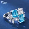 Cluster Rings Brand Genuine Luxury Real Jewels Emerald 925 Sterling Silver Colorful Jewelry Ring Female High Quality