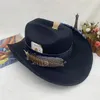 Berretti Cappello da cowboy da uomo Jazz Bordo lucido Retro realizzato in vecchio stile tibetano occidentale Top Cowgirl