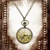 Pendant Necklaces Vintage Bronze Glass Steampunk Pocket Watch Chain Necklace Retro Antique Jewelry Gifts
