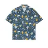 new summer LUXURY Designer Shirts Men's Fashion pineapple print silk bowling shirt Casual Shirts Men Slim Fit Short Sleeve Dr289x