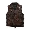 Gilet da uomo 2021 Vintage Marrone Moto Stile Genuino Gilet di Pelle Da Uomo Plus Size 5XL Vera Pelle Bovina Naturale Primavera Slim Fit S215Q