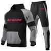 Survêtements pour hommes 2023 Hommes Survêtement CCM Imprimé Loisirs Spliced Sweats à capuche Pantalons Poches Sportswear Sweatshirts Jogging Male Sets Track Suits