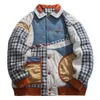 Autumn and winter men's lapel print loose short down jacket printed fabric looks young version loose and simple. CC