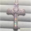 チェーンチェーン925 SIRE EXQUISITE BIBLE JESUS CROSS PENDANT NECKLACE MEN CRUCIFIX CHARM SIMATED DIAMOND ROSE GOLD JEWELRY JEWELRY DHWEJ