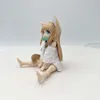 Finger Toys 7.5 cm Golden Head My Cat Is A Kawaii Girl Anime Figure Hobby Sakura Soybean Flour Sit and Eat Fish Collectible Model Doll Toys