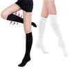 Whole- 1 par unisex calcetines de compresión antifatiga viajes de vuelo antifatiga hasta la rodilla medias mágicas antifatiga negro Whi307r