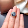 Cluster Rings MeiBaPJ Natural London Blue Topaz Ring For Women Real 925 Sterling Silver Fine Wedding Jewelry