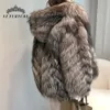 Frauen Pelz Faux Frauen Echt Splitter Mantel Mit Kapuze Verdicken Warme Luxus Winter Mäntel Pelt Natürliche Damen Jacke Echte 231013