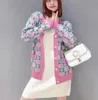 Maglioni di lusso scozzesi rosa da 23 g maglione da donna firmato a maniche lunghe cardigan lavorato a maglia