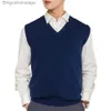 Chalecos para hombres Sin mangas Suelto Cálido Suéter Chaleco Hombres Color Sólido Con Cuello En V Jersey Chaleco De Punto ChalecoL231014