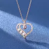 Europa e America Nuova moda Moissanite in argento sterling 925 placcato oro rosa Ti amo per sempre Orecchini a forma di cuore Collana per ragazze Donne Bel regalo