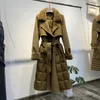 Women's Down Down Parkas Winter Coats z prawdziwym kołnierzem z futra z norki Slim Pasek długi kurtki gęsią pióra warta 231013