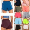 Fato de treino feminino LU-0160 Roupas femininas de ioga Shorts de cintura alta Exercício Calças curtas Fitness Wear Meninas Correndo Calças elásticas para adultos Roupas esportivas forradas com cordão