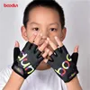 Children's Mittens Boodun Lycra Mitten Cycling Gloves for Children Kids Bicycle Skating Sports Half Finger Anti Skid Gel S M L 231013