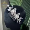 Bijoux de cheveux de mariage bijoux de tête de mariage fleurs feuilles AAA zircone pince à cheveux accessoires de mariée femmes casque KTBEAUTY 231013