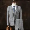 Costumes pour hommes Vente Plaid Hommes 3 pièces Slim Fit Business Groom Tuxedos pour costume de mariage personnalisé formel (veste pantalon gilet)