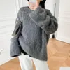 Kadın Ceketleri Yeni Toteme Gri Gri Gevşek Takım Alpaca Yün Kazak Kadın Peluş Plush Tap Giyim Kadın Giysileri Kadın Dış Giyim DHSCC