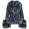 Fourrure pour femmes Fausse YOLOAgain 2023 Automne Col Naturel Manteau En Tweed Surdimensionné Femmes Veste Élégante Avec Ceinture Dames Vêtements D'extérieur 231013