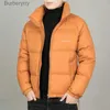 Men's Down Parkas Autumn Winter New Men's Stand Collar Light Down Jacket Korean Fashion Oversize Warm Thick Coat White Orange Green BlackL231014