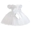 Mädchen Kleider Kinder Kleid Pailletten Hochzeit Flauschigen Prinzessin Rock Blase Ärmel Tanz Baby Ein Jahr Alt