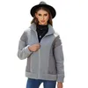 Cardigan autunno inverno in pelliccia da donna per donna top femminile a maniche lunghe caldo cappotto da giacca con cuciture in peluche con cerniera patchwork di lusso 1 pezzo