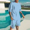 Survêtements pour hommes Été Casual Hommes Deux Pièces Ensembles Pure Couleur O Cou Manches Courtes Oversize T-shirts et Shorts Costumes Pour Hommes Loisirs Streetwear