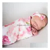 Sleeping Bags Newborn Infant Baby Ddle Slee Bags Muslin Blanket Add Headband Soft Cotton Sleep Sack 2Pcs Set A287 Baby, Kids Maternity Dhwng