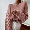 Maglioni da donna Donna 2023 Autunno Moda Pullover Girocollo Manica lunga Cavo lavorato a maglia Maglione Casual Grosso Maglione Top