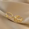 Anillos de racimo para mujer, conjunto de dos piezas de geometría a la moda, anillo de cadena sencillo, accesorios de apertura ajustables, joyería al por mayor