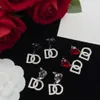Donne semplici e alla moda Ottone Cristallo pieno di diamanti Lettera Orecchino a bottone Classico rame Coppia Regali Designer Gioielli Orecchini di fidanzamento HDER8 --04