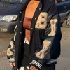 Kadınlar Deri Sahte Deri Varsity Beyzbol Bombacı Ceket Kadın Hip Hop Harajuku Kemik Mektubu Patchwork Deri Ceketler Sokak Giyim Erkekler Unisex College Coats 231013