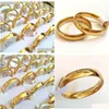 Band Rings Band Rings Bk Lots 50st Gold Plate 4mm Par Rostfritt stål Fashion Lovers Wedding Jewelry Anniversary Gift Wholesale 22 DHVXG